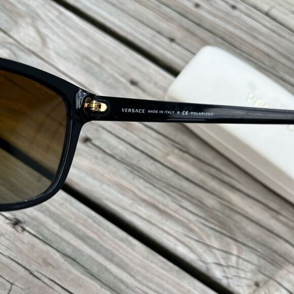 Versace MOD 4270 GB1/T5 Cat Eye Black Brown Stud Women’s Sunglasses - Picture 4 of 5